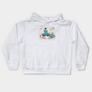 Studying at home- doing homework Kids Hoodie